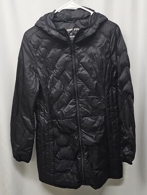 London Fog Women's Black Hooded Quilted Puffer Coat